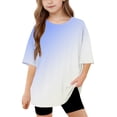 thumbnail image 1 of DecSea Girls Short Sleeve T shirt Kids Summer Oversized Gradient Crew Neck Tops Casual Basic Tee 5-14Years, 1 of 8