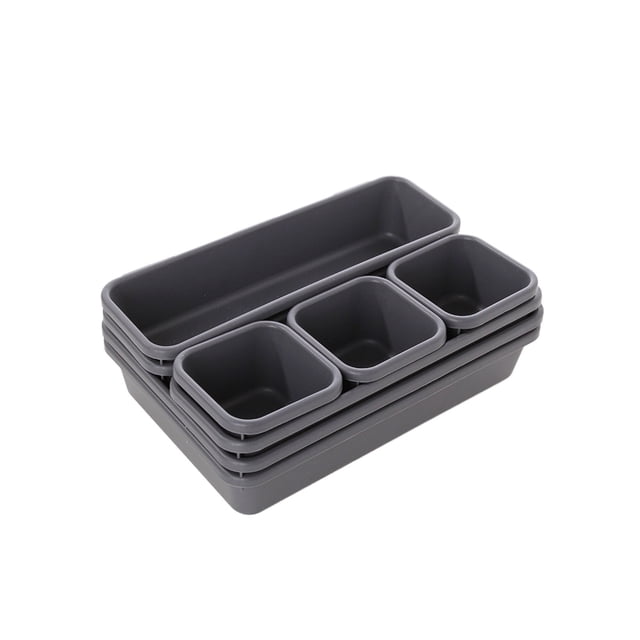 8-Piece Drawer Organizer Set - Modular Plastic Trays for Cosmetics/Office Supplies (23.5x16cm)