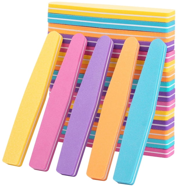 20Pcs Nail Buffers Block Files Sponge Washable Double Sided 100/180 Sanding Buffing File for Acrylic