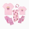 thumbnail image 1 of PatPat Pyjama Familial de la Saint-Valentin à Manches Courtes, Imprimé Maïs Soufflé, Ensemble Assorti à Rayures, 1 of 1