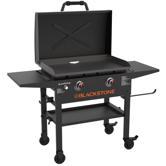 Blackstone Original Outdoor Griddle, 2-Burner 28" Propane Flat Top Grill with Hood, Black