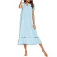 thumbnail image 1 of Timegard Longues Robes de Nuit pour Femmes Manches Courtes Col Rond Vêtements de Nuit Décontractés Amples Confortables Robe de Maison, 1 of 4