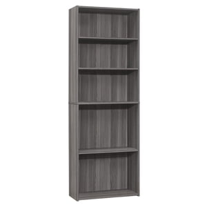 Monarch Specialties Bibliothèque, bibliothèque, 6 Tier, 72"h, Bureau, Chambre, Stratifié, Gris, Transitionnel