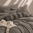 thumbnail image 2 of Swift Home Ultra-Soft Prewashed Wrinkle Texture Duvet Cover Set, Solid, Driftwood, Queen, 2 of 6