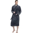 thumbnail image 1 of U2SKIIN Mens Fleece Robe, Soft Warm Long Plush Shawl Collar Fleece Bathrobe,(Dark Grey,L-XL), 1 of 5