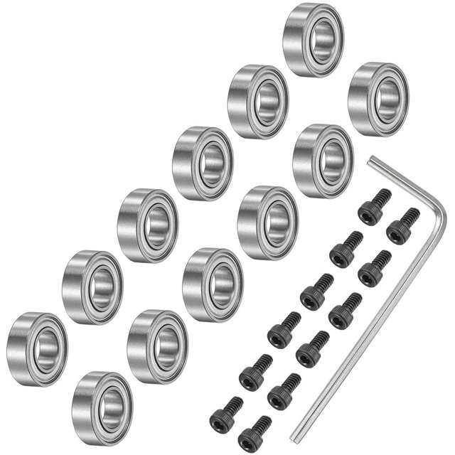 TFixol Kit de Remplacement de Roulement de Puce de Routeur 25 Pcs avec 12 Roulements (4.76mm ID, 9.52mm OD), 12 Vis et Clé pour Menuiserie Lisse