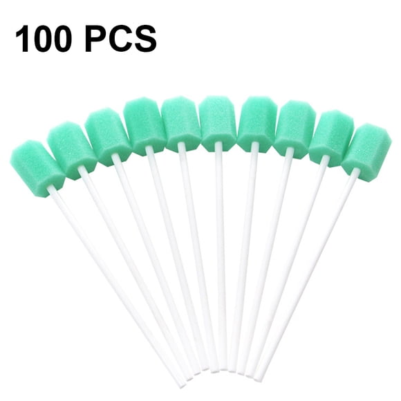 100 Pcs Écouvillons de Soins Buccaux - Tampon de Nettoyage des Dents, Éponge Buccale pour Dents, Écouvillons Non Aromatisés