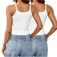 thumbnail image 4 of Timegard Camisoles 2 Pcs pour Femmes Col Rond Côtelé Sans Manches Ajusté Court Haut Décontracté Sortie Camis, 4 of 6
