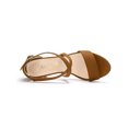 thumbnail image 4 of BLISSFUL STEP Women's Open Toe Cross Strap Mid Block Heel Sandals Brown 8, 4 of 7