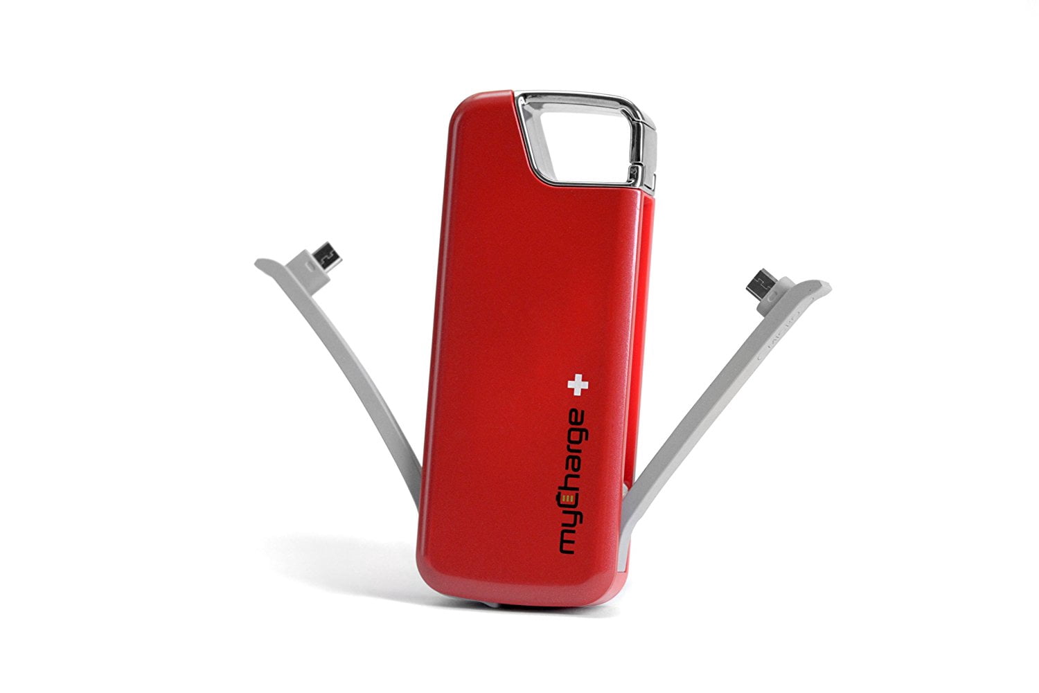 myCharge Jolt 2000M Power Bank with Dual Micro-USB Charging Output Cables (Red)