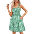 thumbnail image 1 of Pisexur Robes d'Été pour Femmes Robe Bohème à Imprimé Floral Sans Manches à Encolure Carrée à Larges Bretelles Robe Midi Tunique Taille Haute Robe Trapèze Mini Décontractée Élégante Fluide Hawaïenne de Plage avec Poche, 1 of 5