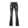 thumbnail image 1 of Bigersell Womens Cargo Jeans Cropped Jeans Clearance Ladies Jeans Trendy Fall 2023 Jegging Denim Pants Button Closure Ripped Straight Leg Jeans Female Fitted Mid Waist Long Pants Style J-64 Black S, 1 of 7
