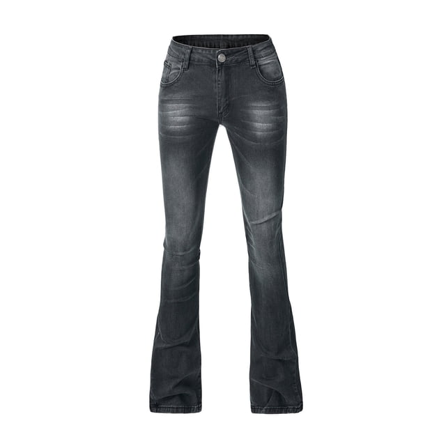 Bigersell Womens Cargo Jeans Cropped Jeans Clearance Ladies Jeans Trendy Fall 2023 Jegging Denim Pants Button Closure Ripped Straight Leg Jeans Female Fitted Mid Waist Long Pants Style J-64 Black S