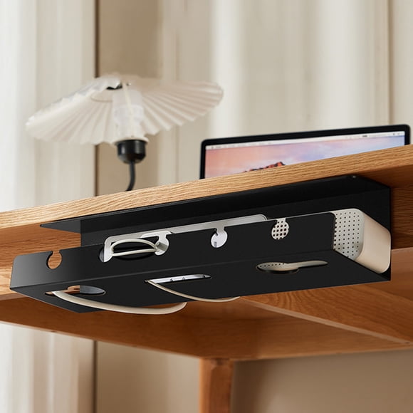 Neoyler Under desk Cable Management Tray Organizer 15.74in Enhances Desk Aesthetics Easy Install Adhesive or Drill Suit Glass Wood Efficient Clutter Solution for Office Home Use