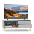 thumbnail image 1 of Costway Meuble Télé Moderne pour Téléviseurs de 55 Pouces avec Armoire à Porte Rabattable 2 Tiroirs de Rangement Gris, 1 of 10