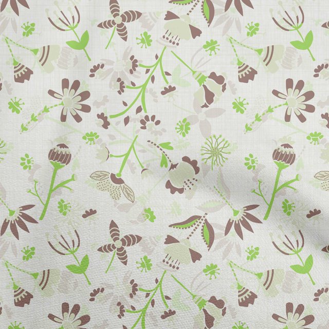oneOone Velvet Light Green Fabric Florals Craft Projects Decor Fabric Printed By The Yard 58 Inch Wide