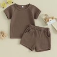 thumbnail image 2 of Plebaso Boys Girls casual Summer Solid Color Short-Sleeved Shorts Two-Piece Set Kids Summer Clothes Suits, 2 of 3