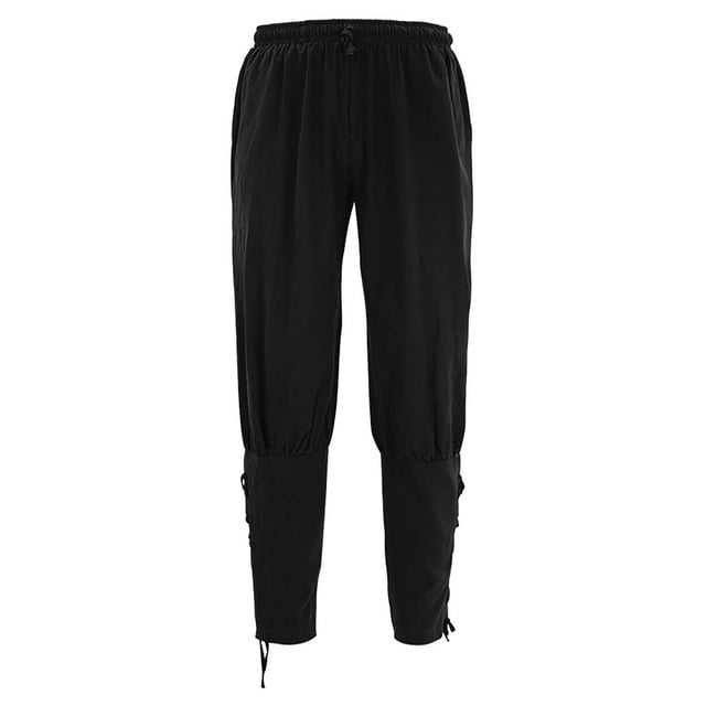TIMIFIS Men's Ankle Banded Pants Medieval Pirate Costume Trousers Renaissance Gothic Pants-BlackFall
