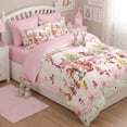 thumbnail image 4 of JOLUSERE Cartoon Pink Comforter Twin Set，2-Pieces Lovely Kitten Pattern Bedding Set for Kids, 4 of 10