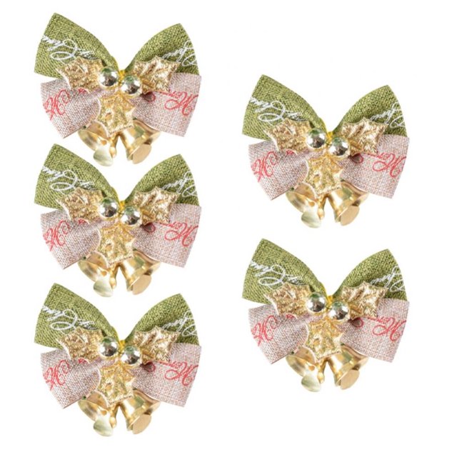 CUITING 15 Pieces Christmas Bow with Bells Mini Ribbon Bows Burlap Wreath Bows Wrapping Bows Hanging Xmas Wreath Bowknot Ornament for Christmas Tree Presents Decorations