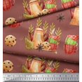 thumbnail image 4 of Soimoi Brown Rayon Crepe Fabric Kettle & Cups Kitchen Print Fabric by the Yard 46 Inch Wide, 4 of 4