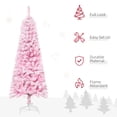thumbnail image 4 of HOMCOM Snow Flocked Pencil Artificial Christmas Tree with Steel Base Pink, 4 of 10