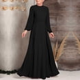 thumbnail image 2 of Women High Neck Abaya Muslim Dress Solid Color Prayer Clothes Long Sleeve Islamic Robe Full Length Dresses, 2 of 6