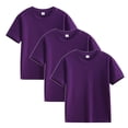 thumbnail image 1 of Plebaso Lot de 3 T-Shirts en Coton pour Enfants, Manches Courtes, Col Rond, Chandails Décontractés Unis Basiques, Hauts pour Unisexe, 1 of 6