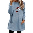 thumbnail image 1 of Pisexur Chandails de Noël pour Femmes en Molleton Doux à Manches Longues Col Rond Chandail Imprimé Verre de Vin Rouge de Noël chandail d'Hiver Chaud Épaissi avec Poches, 1 of 3