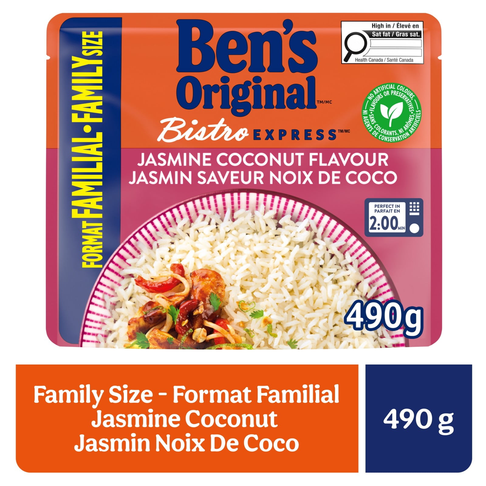 BEN'S ORIGINAL BISTRO EXPRESS Jasmine Rice Side Dish, 490g Family Size Pouch
