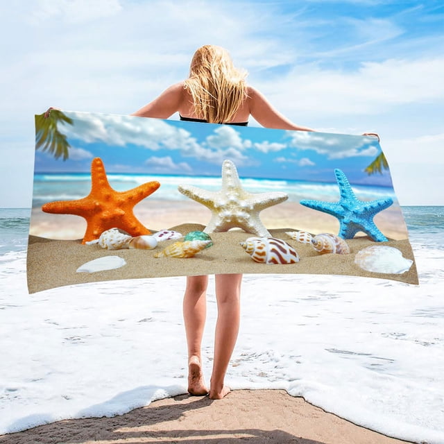 Beach Towel, EDHITNR Sandproof Quick Dry Microfiber Beach Blanket, 30x60 Inch Compact Travel Towel for Pool Yoga Camping Machine Washable