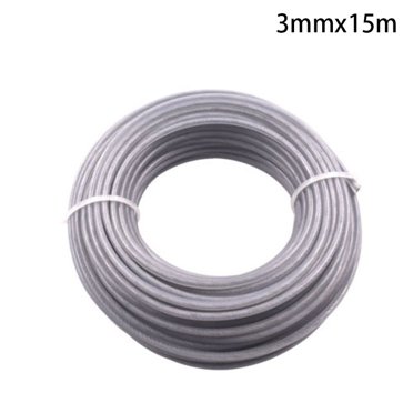 Fil de Coupe-Bordure 15m Long 3mm Fil d'Acier Gris pour Débroussailleuse