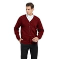 thumbnail image 3 of TOPTIE Cardigan pour Homme Coupe Décontractée Col en V Coton-Rouge-P, 3 of 8