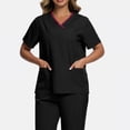 thumbnail image 2 of V Neck Scrubs for Women Set Scrubs Top Drawstring Straight Pants 4 Way Stretch Medical Nursing Uniforms Matching Sets, 2 of 5
