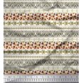 thumbnail image 1 of Soimoi Brown Silk Fabric Rose & Wild Animal Skin Patchwork Decor Fabric Printed BTY 42 Inch Wide, 1 of 3