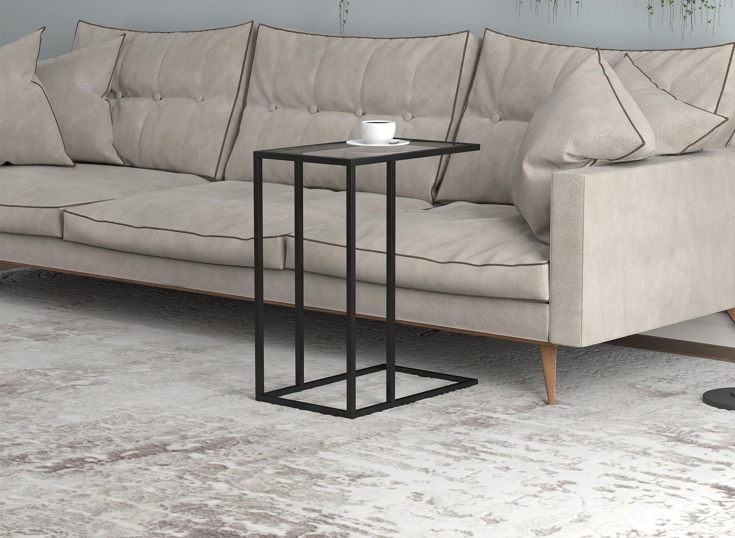 Safdie & Co. Table D'Appoint 19L C Verre Métal Noir