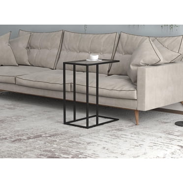 Safdie & Co. Accent Table 19L C Shaped Glass Metal