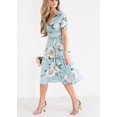 thumbnail image 4 of Fortune Robe d'Été Bohème à Fleurs pour Femme, Col en V, Ample, Ceinturée, Midi, 4 of 7