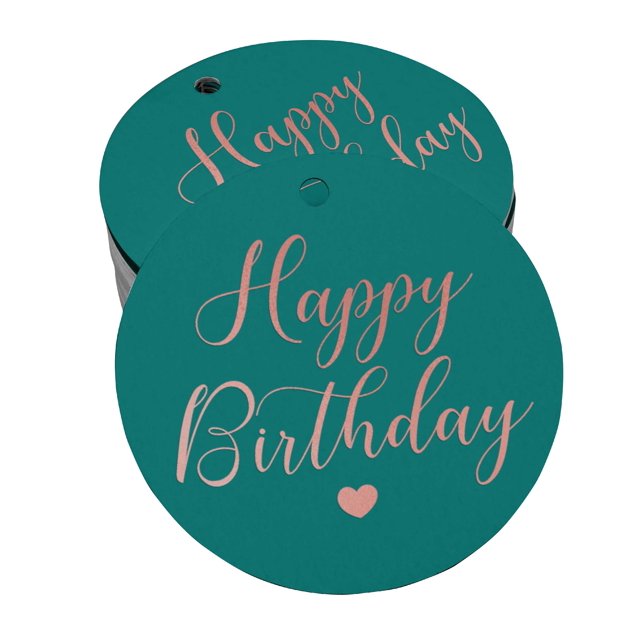 Inkdotpot Rose Gold Foil Paper Hang Tags Happy Birthday Favor Tags 100 Pieces
