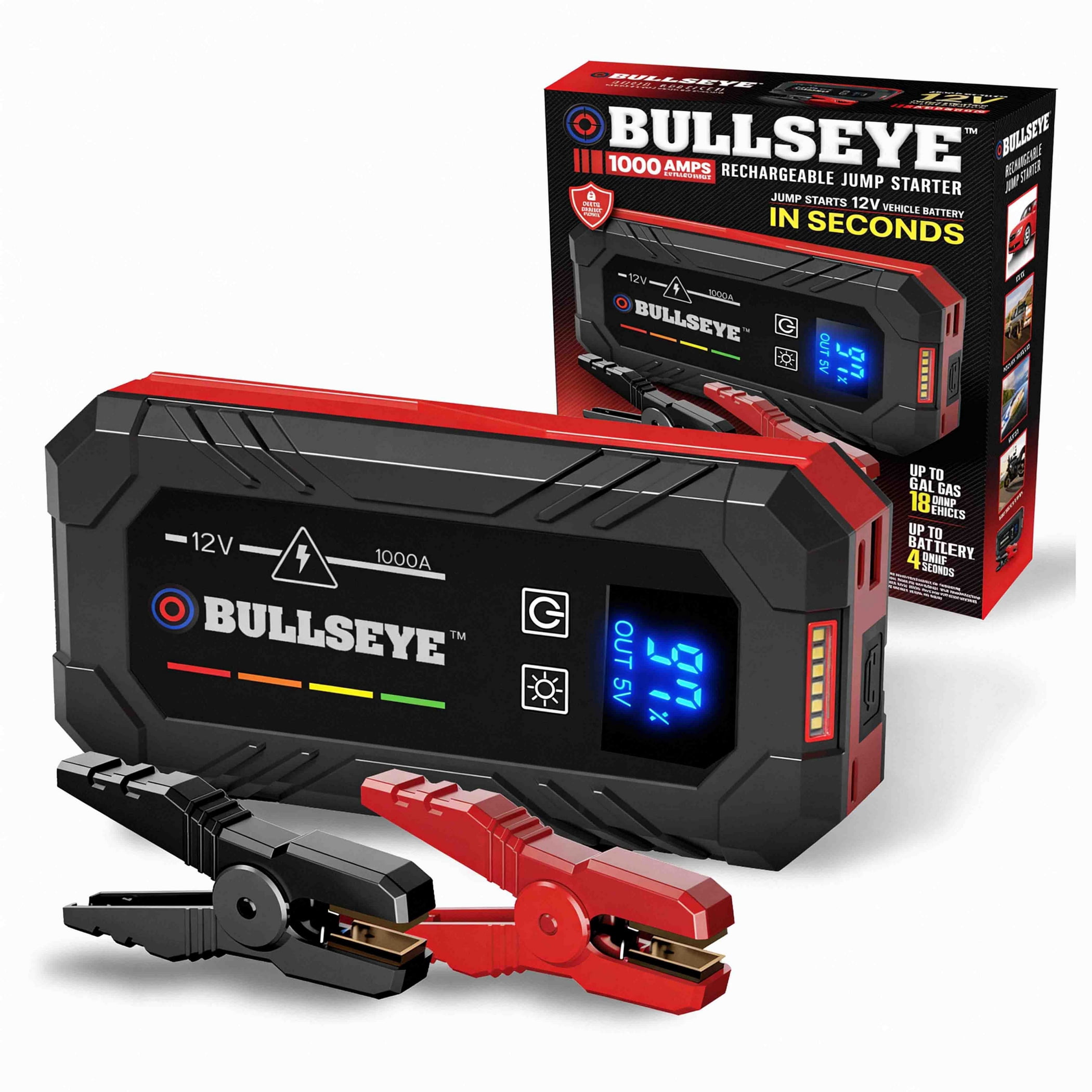 Bullseye 12V 1000 Amp USB-C Spark-Proof Lithium-Ion Portable Car Battery Jump Starter Power Bank