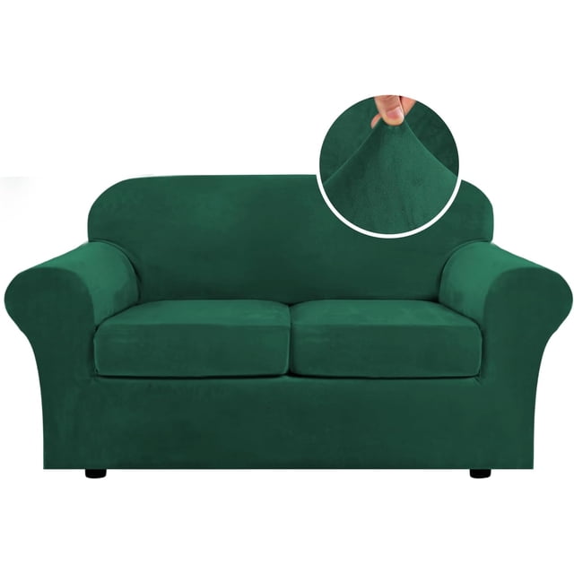 Modern Velvet Plush 4 Piece High Stretch Sofa Slipcover Furniture Protector Form Fit Luxury Thick Sofa Cover, Machine Washable