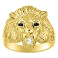 thumbnail image 1 of RYLOS  Rings Yellow Gold Plated Silver Lion Head Ring Rings For Men Men's Rings Silver Rings  Jewelry Size 10, 1 of 7