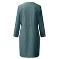 thumbnail image 5 of Daiosportswear Robe en Lin et Coton pour Femmes, Robe Chemise à Boutons à Manches Longues, Col Rond, Robe Habillée Décontractée Mini avec Robe Femme, Robes pour Femmes Bleu 2X-Grand (TTG), 5 of 5