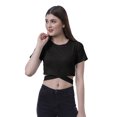 thumbnail image 2 of Moomaya Haut pour Femmes à Ourlet Croisé, Manches Courtes, Col Rond, T-Shirt, Blouse, Hauts, 2 of 6