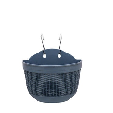 Zhuge 2Pcs Resin Wall Planters Hanging Flower Plant Pots Vertical Wall Mount Planter Pot Flower Basket for Railing Fence Wall Window Balcony Blue
