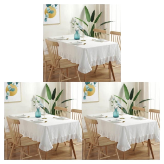Baohd Durable And Easy To Wash Tablecloth With Vintage Style Rectangular Table Tablecloth Cotton Dining Tablecloth Table Cover white 140*200CM 3Set