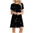 thumbnail image 1 of SMihono Robe d'Été Grande Taille pour Femmes 2023 Décontractée Unie Ample Manches Courtes Robe Ample Imprimé Floral Tournesol, 1 of 8