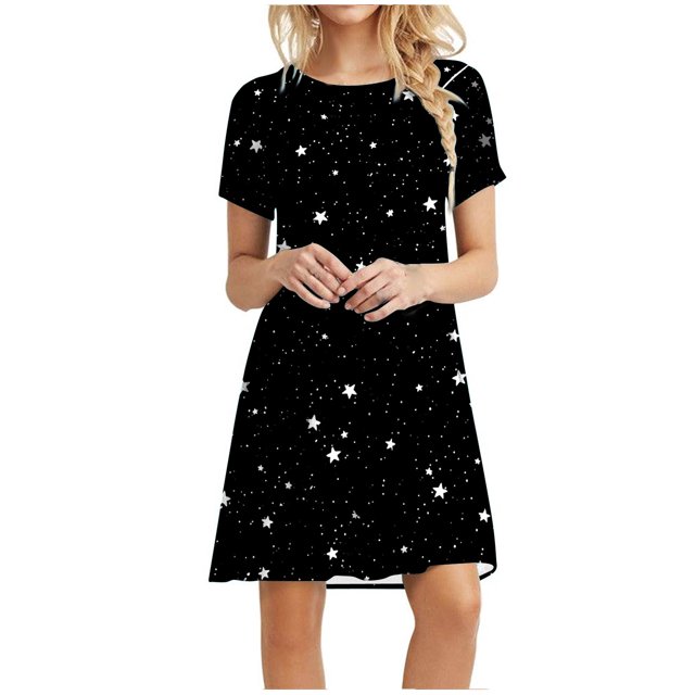 SMihono Robe d'Été Grande Taille pour Femmes 2023 Décontractée Unie Ample Manches Courtes Robe Ample Imprimé Floral Tournesol