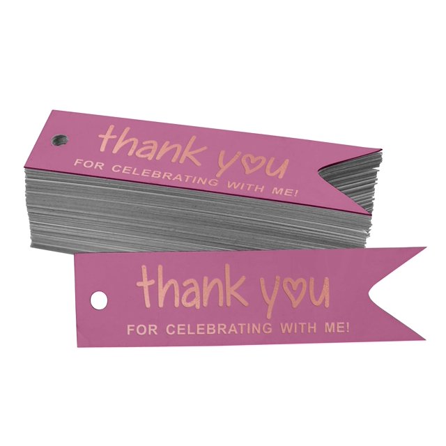Inkdotpot Pack Of 100 Thank You For Celebrating With Me Birthday Favor Paper Tags Craft Real Rose Gold Foil Hang Tags