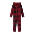 thumbnail image 4 of Combinaison à Manches Longues pour Filles, Combinaison à Capuche à Carreaux à Manches Longues, Tenue de Nuit Décontractée d'Hiver avec Chaleur, Rouge, Manches Longues, 4 of 6